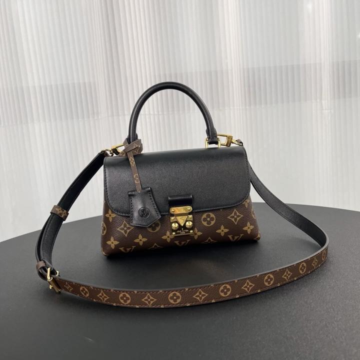 LV-Inspired Madeleine Top Handle Bag With Double Box (Black)