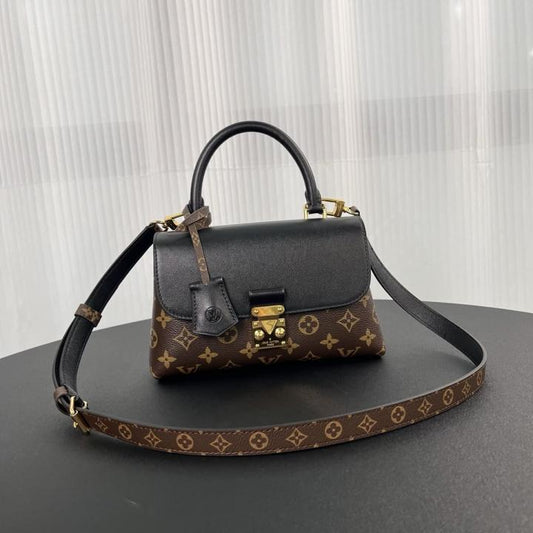 LV-Inspired Madeleine Top Handle Bag With Double Box (Black)