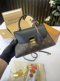 LV-Inspired Madeleine Top Handle Bag With Double Box (Black)