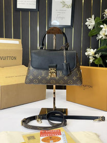 LV-Inspired Madeleine Top Handle Bag With Double Box (Black)