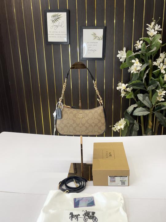C-Inspied Teri Hobo Bag With Box (Apricot-Black)