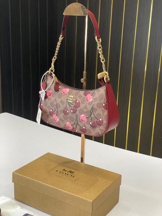 C-Inspired Teri Hobo Bag With Box (Apricot-Wine)