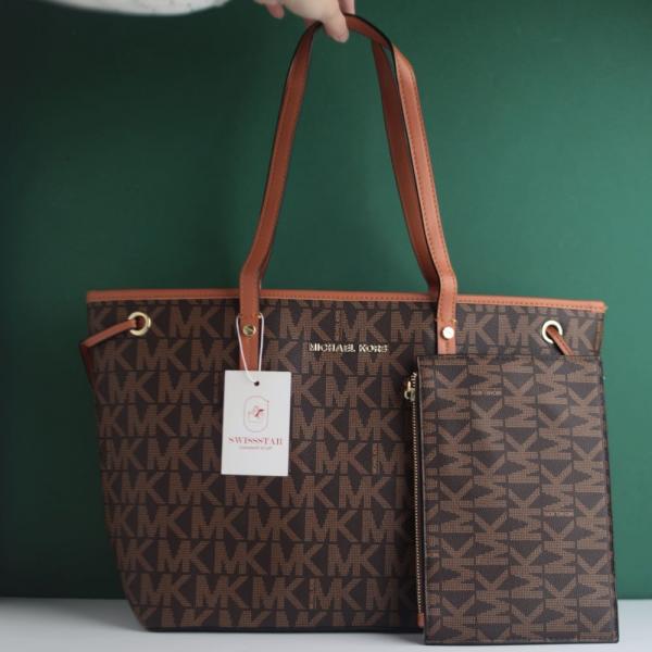 MK-Inspired Large Jet Set Big Mk Print Tote Bag With Dust Bag (Brown)