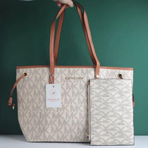 MK-Inspired Large Jet Set Big Mk Print Tote Bag With Dust Bag (Beige)