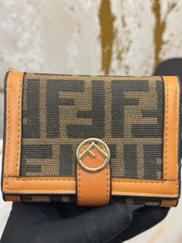 Fendi-Inspired Zucca Print Premium Tri-Fold Wallet (Caramel)
