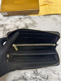 G-Inspired GG Embossed Premium Quality Zip Around Wallet (Black)
