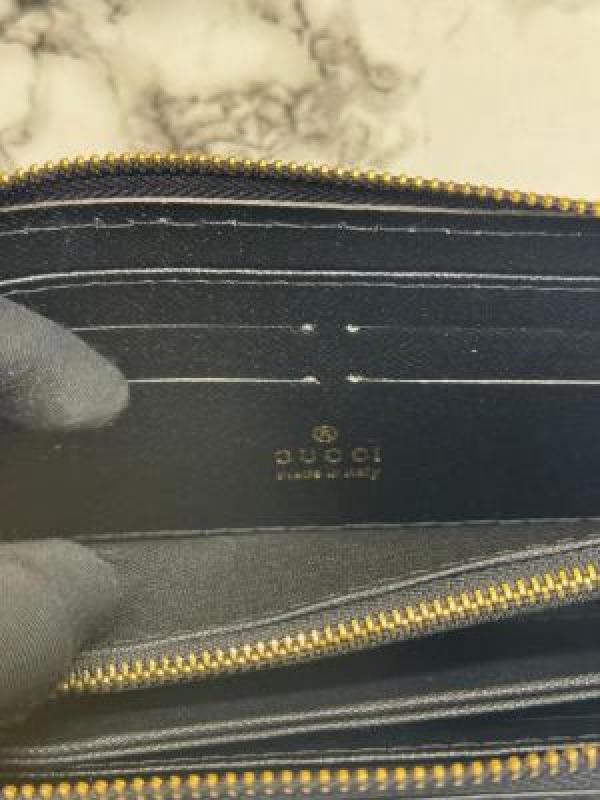 G-Inspired GG Embossed Premium Quality Zip Around Wallet (Black)