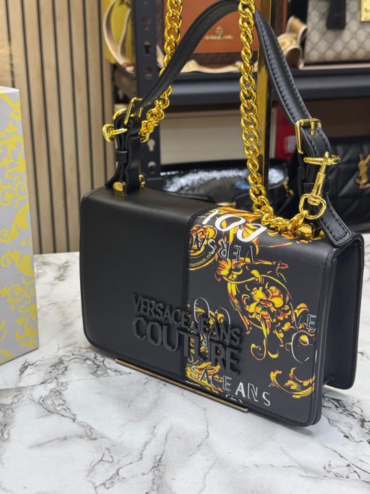 V-Inspired Jeans Couture Baroque Chain Shoulder Bag With Dust Bag (Black)