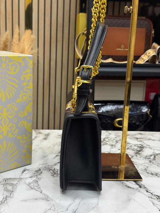 V-Inspired Jeans Couture Baroque Chain Shoulder Bag With Dust Bag (Black)