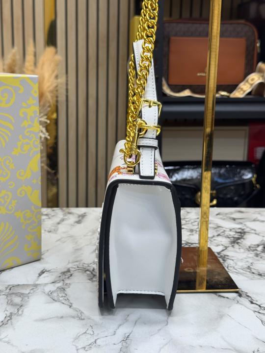 V-Inspired Jeans Couture Baroque Chain Shoulder Bag With Dust Bag (White)