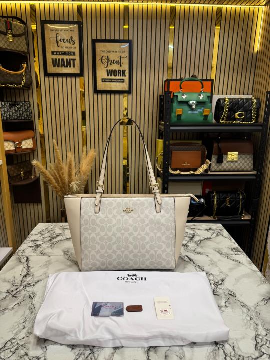 C-Inspired City Signature Canvas Tote Bag With Dust Bag (Beige) Main image
