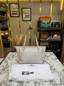 C-Inspired City Signature Canvas Tote Bag With Dust Bag (Beige)