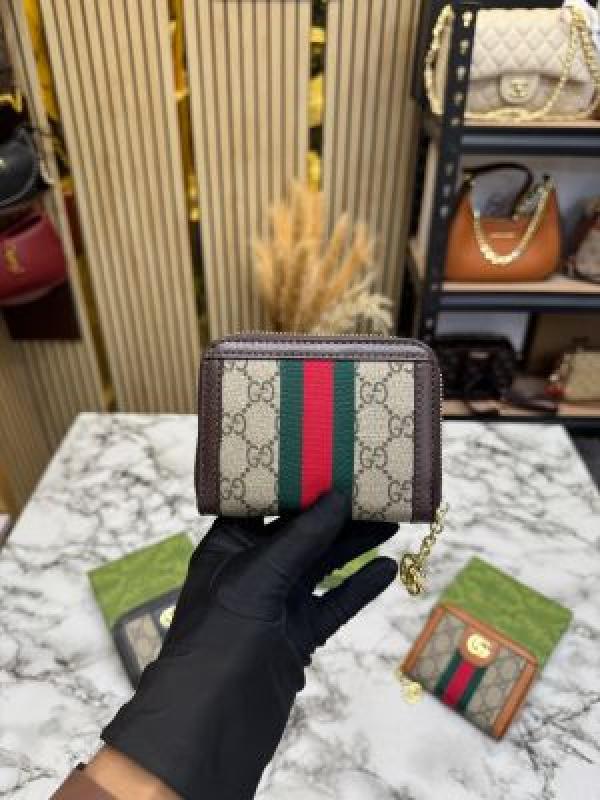 G-Inspired GG Supreme Canvas Ophidia Mini Wallet With Stripe Including Box (coffee)