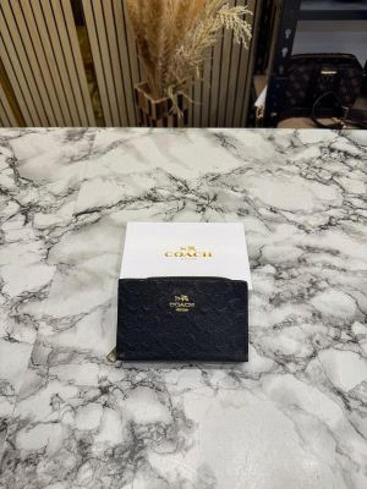 C-Inspired Embossed Signature Zip-Around Mini Wallet With Box (Black)