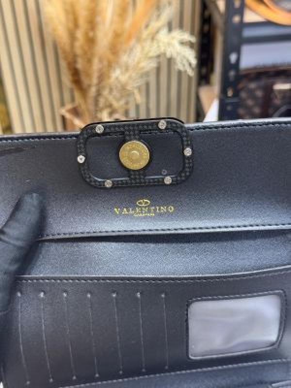 Valentino Inspired Flap Long Wallet With Box (Black)