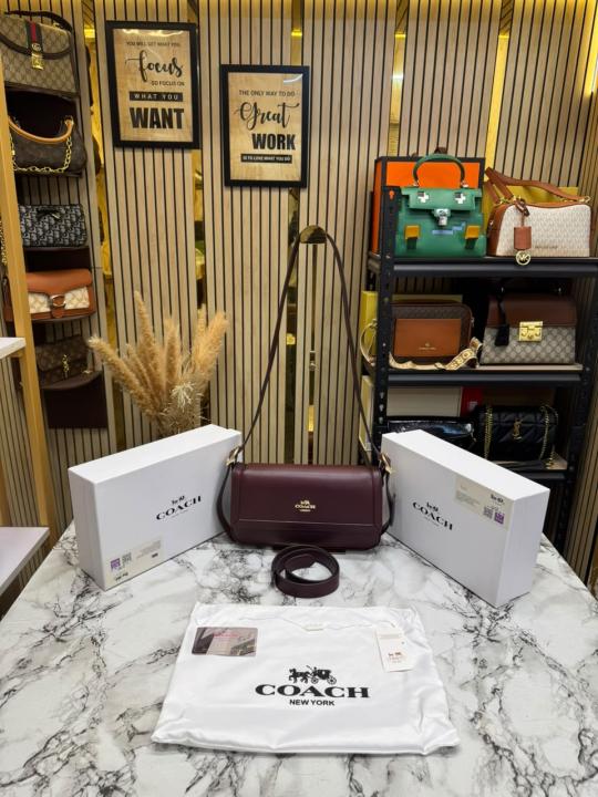 C-Inspired Etta Flap Crossbody Bag With Box And Dust Bag (Wine)