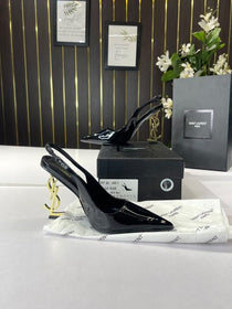 YSL-Inspired Opyum Heel Black Gold Slingback Pumps With Box