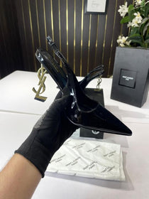 YSL-Inspired Opyum Heel Black Gold Slingback Pumps With Box