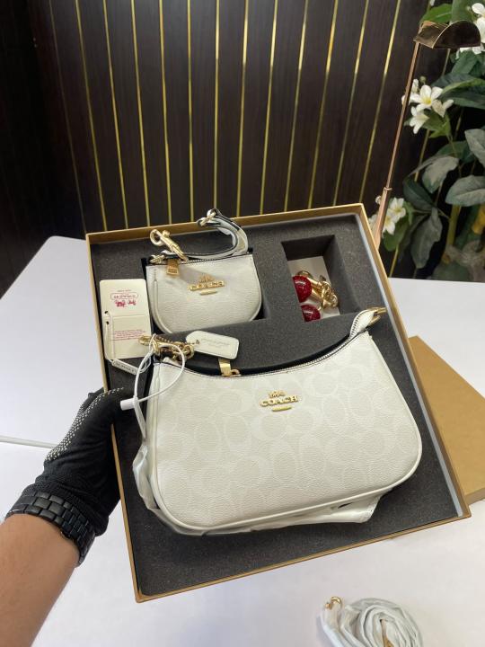 C-Inspired Teri Combo With Small Pouch And Charm With Box (white)