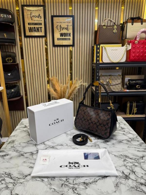 C-inspired Penelope Shoulder Bag in Signature Canvas With Magnetic Box And Dust Bag (Coffee)