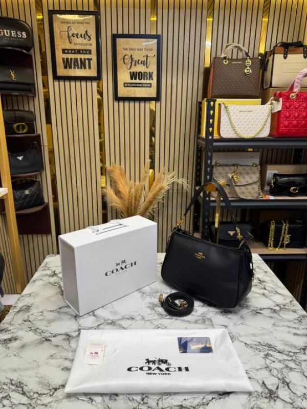 C-Inspired Penelope Shoulder Bag in Signature Canvas With Magnetic Box And Dust Bag (Black)