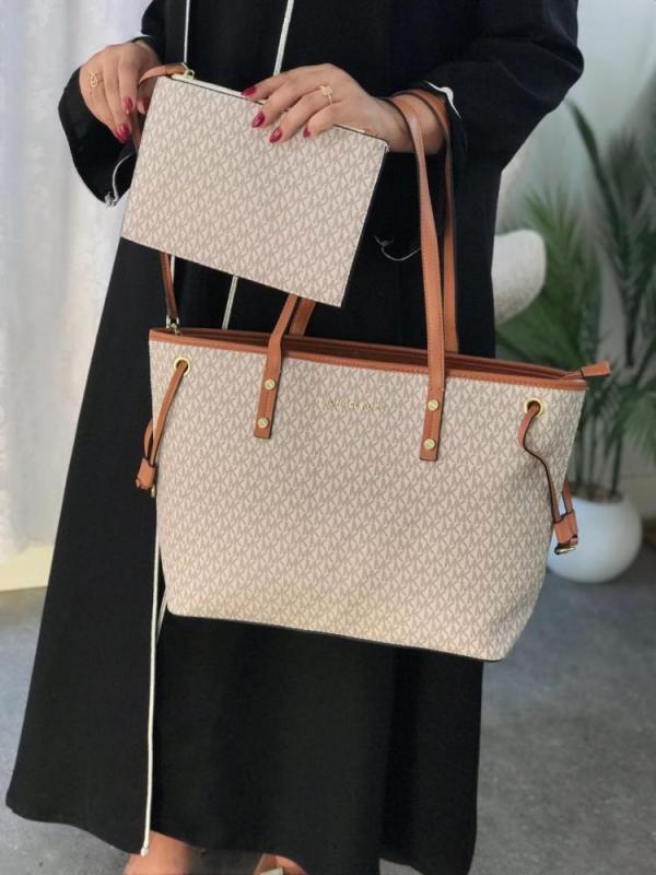 MK-inspired Jet Set Travel Tote With Wallet (Beige) Main image