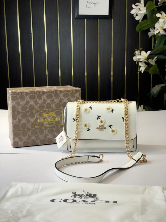 C-Inspired Klare Daisy Shoulder Bag With Box (White-Flower)