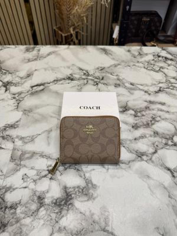 C-Inspired Signature Monogram Zip-around Compact Wallet (Apricot)