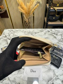 D-INSPIRED CANNAGE QUILTED ZIPPER WALLET INCLUDES BOX AND DUST BAG (BEIGE)