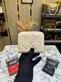D-INSPIRED CANNAGE QUILTED ZIPPER WALLET INCLUDES BOX AND DUST BAG (BEIGE)