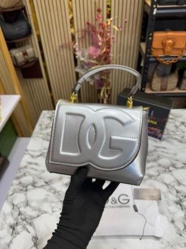 D&G Lacquered Bag Mini DG Logo (Silver)