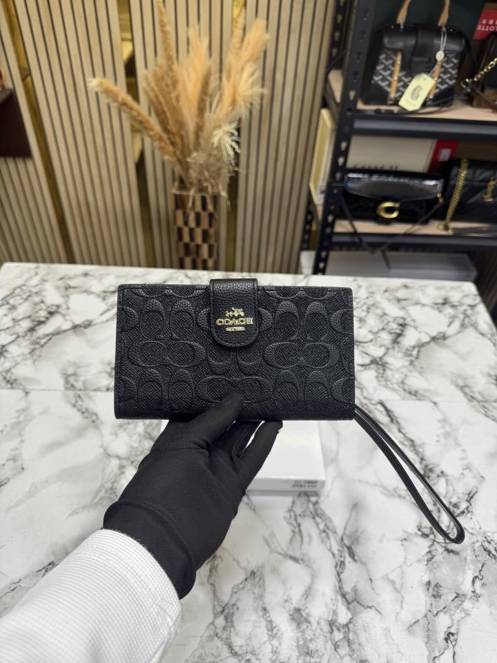 C-Inspired Premium Two Fold Wallet With Box (Black Embossed)