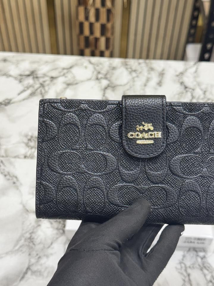C-Inspired Premium Two Fold Wallet With Box (Black Embossed)