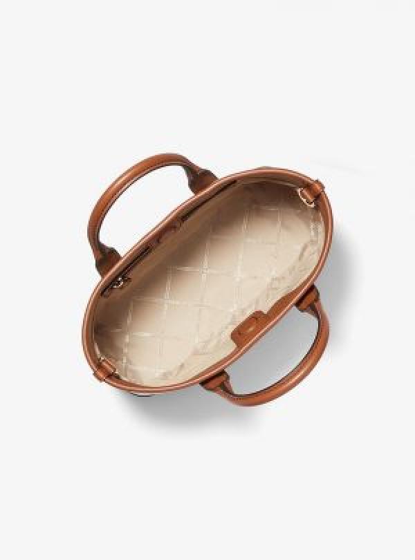 MK-inspired Luisa Small Signature Logo Satchel (Beige)