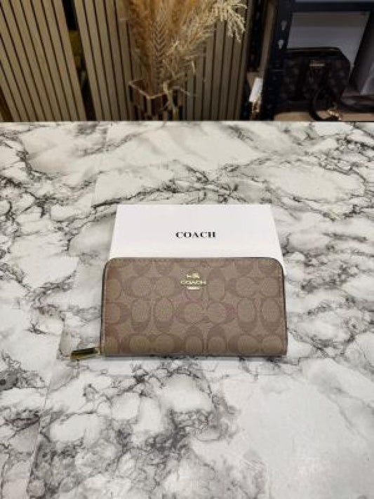 C-Inspired Signature Monogram Zip-around Long Wallet (Apricot)