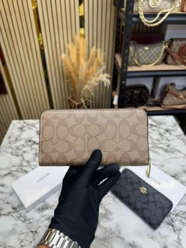 C-Inspired Signature Monogram Zip-around Long Wallet (Apricot)