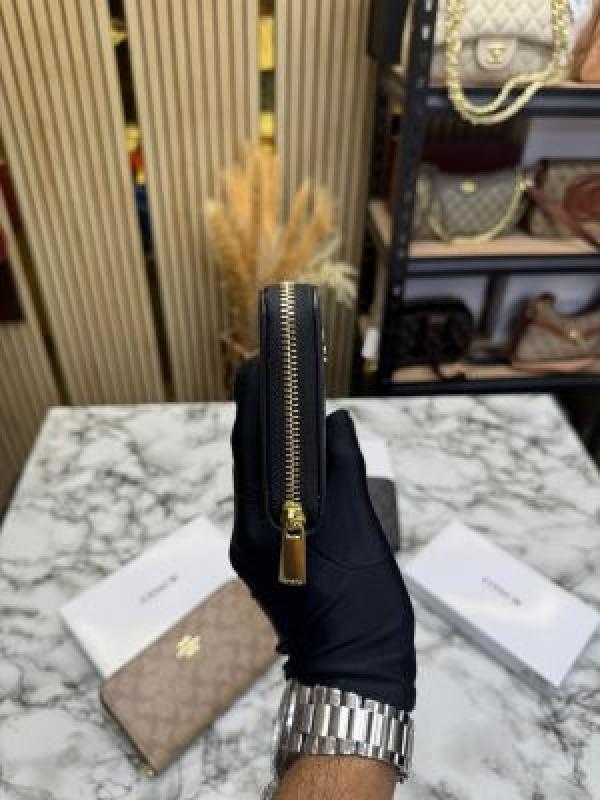 C-Inspired Signature Monogram Zip-around Long Wallet (Black)