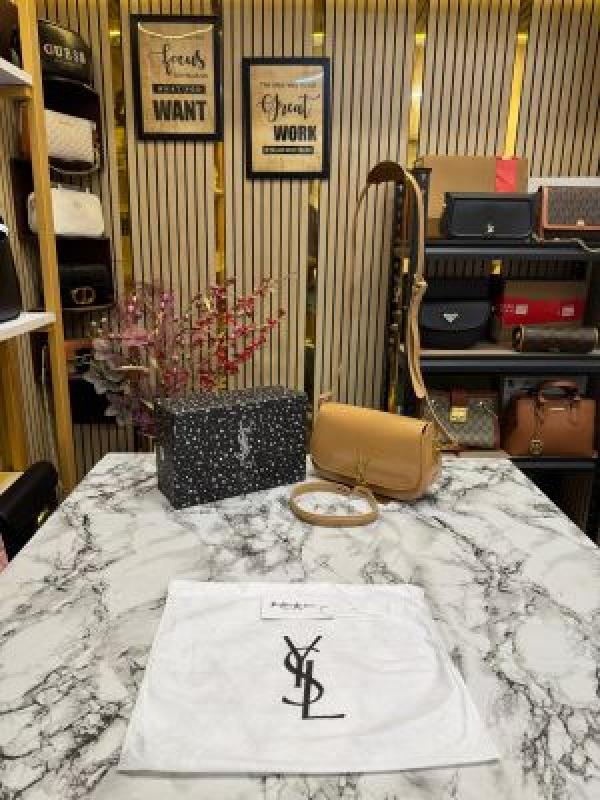 YSL-Inspired Le Hobo Shoulder Bag With Box And Dust Bag (Apricot)