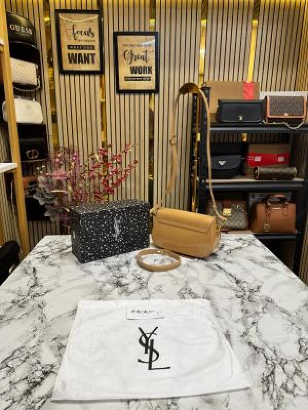 YSL-Inspired Le Hobo Shoulder Bag With Box And Dust Bag (Apricot)
