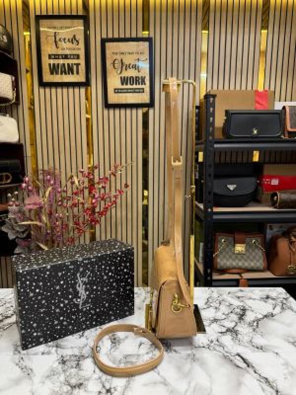 YSL-Inspired Le Hobo Shoulder Bag With Box And Dust Bag (Apricot)