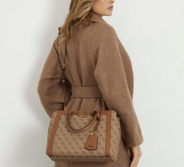 Guess dagan medium size handbag with dust bag (khaki-flower)