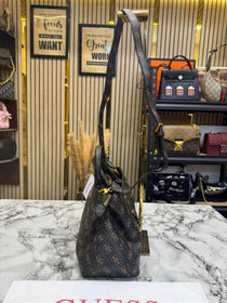 Guess-Inspired Monogram Mini Satchel Crossbody Bag (Coffee)