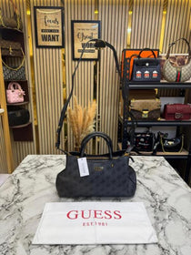 Guess-Inspired Monogram Mini Satchel Crossbody Bag (Grey)