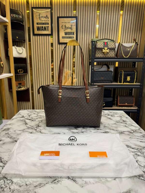 MK-Inspired Jet Set Zip Logo Large Tote Bag With Dust Bag