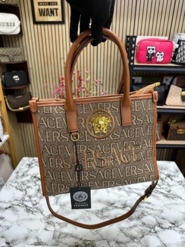 VERSACE INSPIRED LA VACANZA HAND BAG WITH DUST BAG (BROWN)