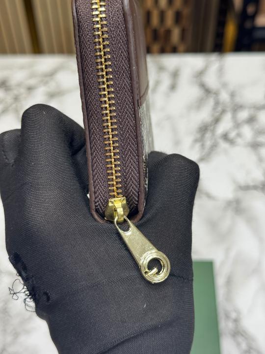 Goyard-Inspired  Zip Around Wallet Printed Canvas With Box (Coffee)