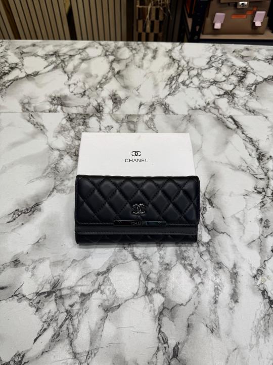 Chanel-Inspired Premium Long Wallet With Box (Black)