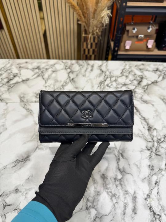 Chanel-Inspired Premium Long Wallet With Box (Black)