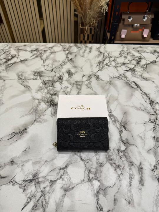 C-Inspired Three Fold Embossed Wallet With Box (Black)