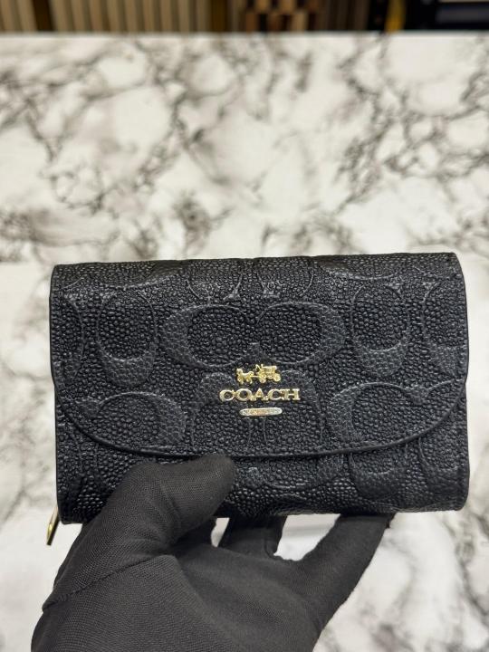 C-Inspired Three Fold Embossed Wallet With Box (Black)